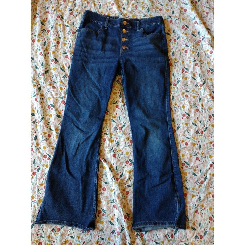 Abercrombie kids girls blue high rise flare jeans size 17/18